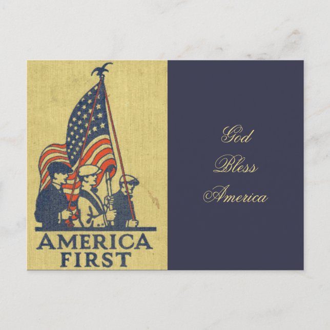 America First Patriots American Flag Vintage Text Postcard (Front)