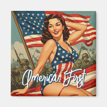 America First Pin Up Girl Magnet