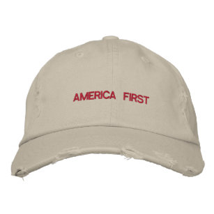 America First Quote Trump Typography Patriotic USA Embroidered Hat