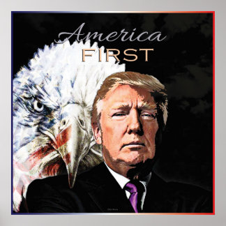 AMERICA FIRST SLOGAN EAGLE TWO POSTER
