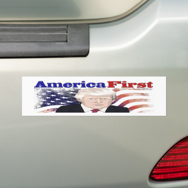 America First Trump stars and stripes Bumper Sticker (On Car)
