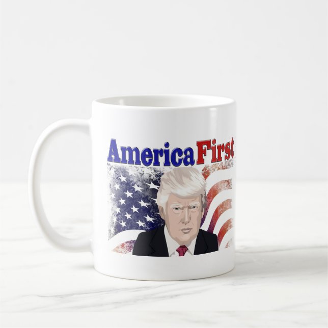 America First Trump stars and stripes Coffee Mug (Left)