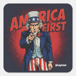 America First Uncle Sam Square Sticker