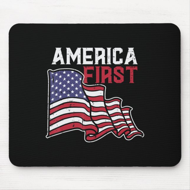 America First US Flag Memorial Day 4th Of July Men Mouse Pad (Front)