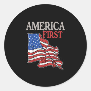 America First Usa American Patriot Flag Memorial D Classic Round Sticker