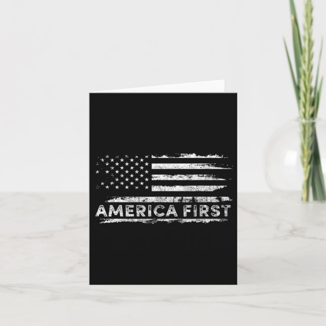 America First Usa Flag  Card (Front)