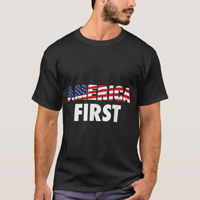 America First USA Flag Clothing Companies Business T-Shirt (Front)