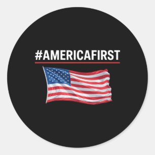 America First USA Flag Men Women Memorial Day Classic Round Sticker