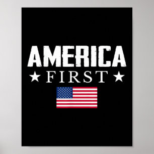 America First Usa Flag  Poster
