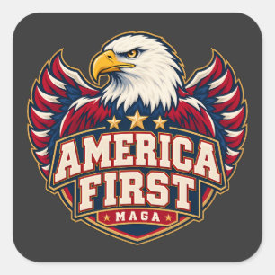 America First Varsity Eagle Patriotic Square Stick Sticker