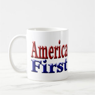 America First with red and blue half text  Coffee Mug