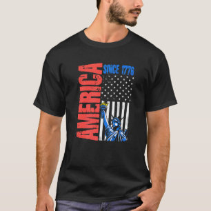 America Flag 1776 Statue Liberty 4th July Independ T-Shirt