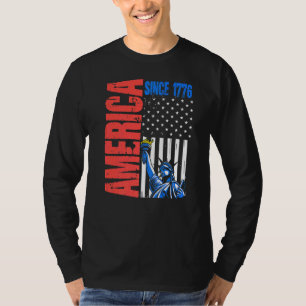 America Flag 1776 Statue Liberty 4th July Independ T-Shirt
