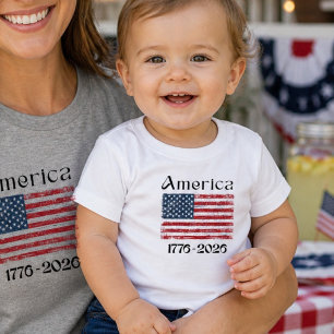 America Flag 1776 to 2026 Kids 250th Anniversary  Baby T-Shirt