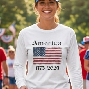 America Flag 1776 to 2026 USA 250 Birthday July 4 T-Shirt