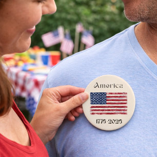 America Flag 1776 to 2026 USA 250th Anniversary  10 Cm Round Badge