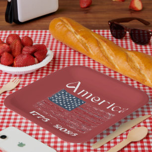 America Flag 1776 to 2026 USA 250th Anniversary Paper Plate