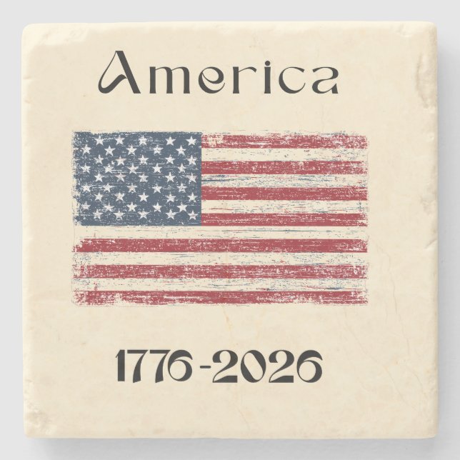 America Flag 1776 to 2026 USA 250th Anniversary  Stone Coaster (Front)