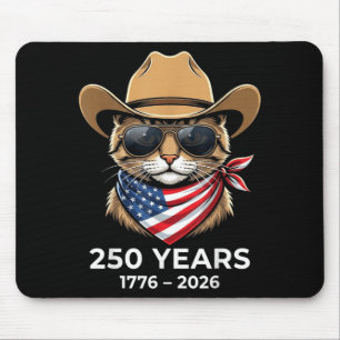 America Flag 250 Anniversary USA Shirt Cat 4th of Mouse Pad