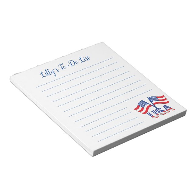 America Flag American USA List Notepad (Angled)