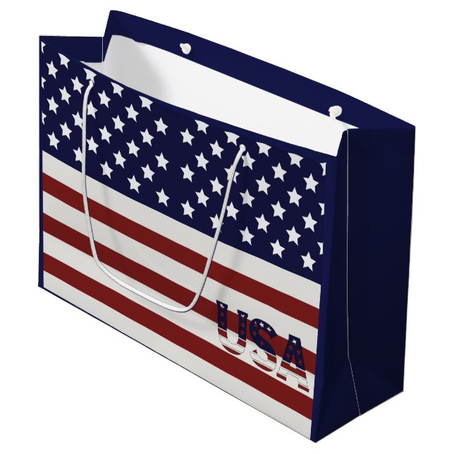  America Flag American USA  Pattern Large Gift Bag (Front Angled)