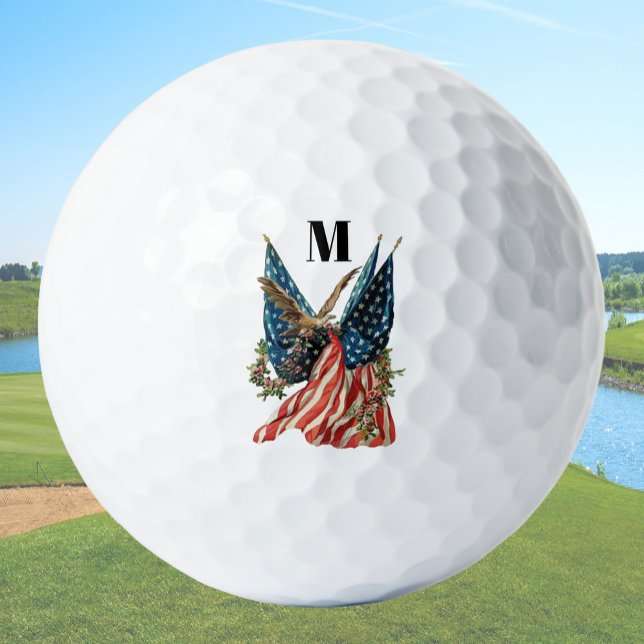 America flag and eagle patriotic custom monogram  golf balls (Creator Uploaded)