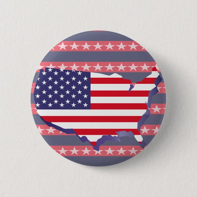 America Flag And Map Stars and Stripes 6 Cm Round Badge (Front)