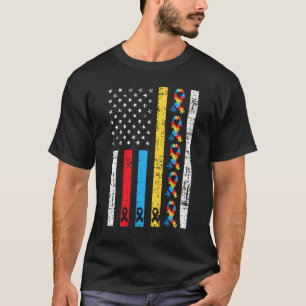 America Flag Autism Parents Autistic Child T-Shirt