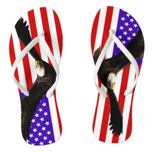 America flag Bald Eagle USA Thongs