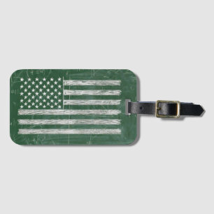 America Flag Chalkboard Art (Drawing No. 3) Luggage Tag