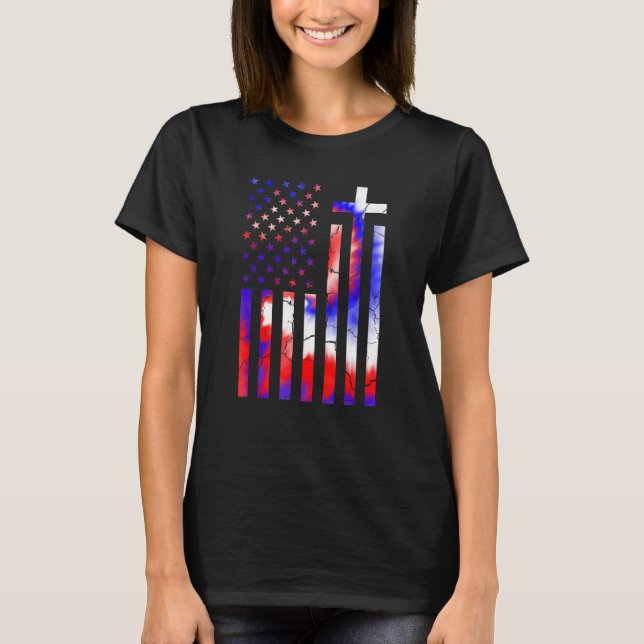 America Flag Christian 4th Of July Tie Dye Women P T-Shirt (Front)