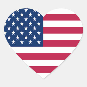 America Flag Design  Heart Sticker