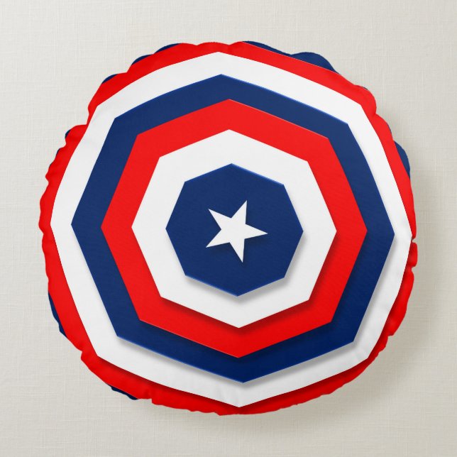 America Flag Design Round Cushion (Front)