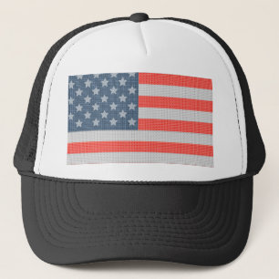 America Flag Diamonds And Glitter Texture Trucker Hat