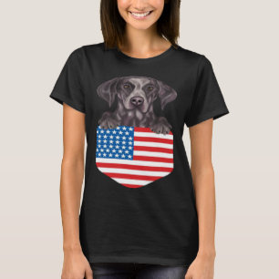 America Flag German Shorthaired Pointer Dog In Poc T-Shirt