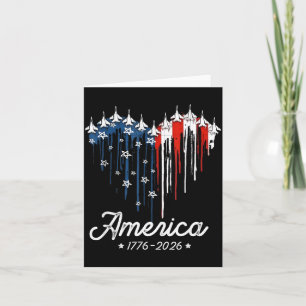 America Flag Heart 1776 2026 4th of July 250th Card