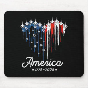 America Flag Heart 1776 2026 4th of July 250th Mouse Pad