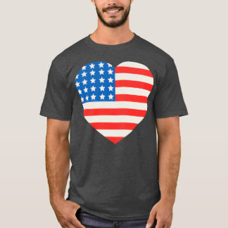 America Flag Heart 4th Of July T-Shirt
