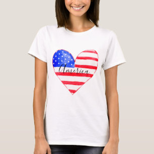 America Flag Heart T-Shirt