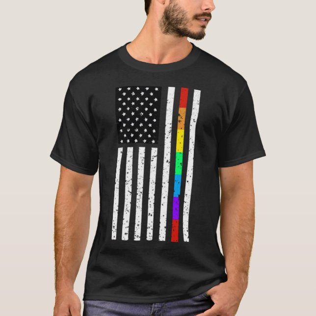 America Flag LGBT Gay Pride Gift USA  T-Shirt (Front)