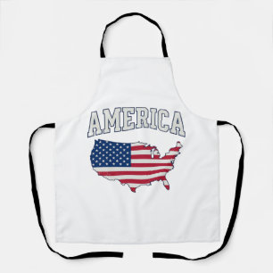 America Flag Map Patriotic Vintage Graphic Shirt_1 Apron