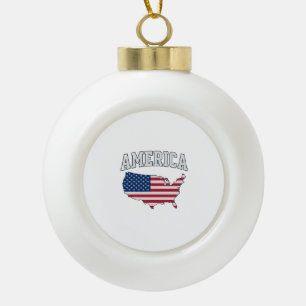 America Flag Map Patriotic Vintage Graphic Shirt_1 Ceramic Ball Christmas Ornament