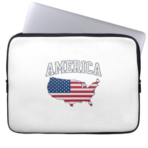 America Flag Map Patriotic Vintage Graphic Shirt_1 Laptop Sleeve