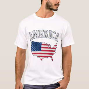 America Flag Map Patriotic Vintage Graphic Shirt_1 T-Shirt
