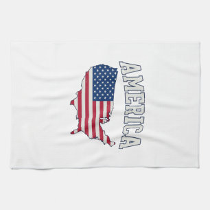 America Flag Map Patriotic Vintage Graphic Shirt_1 Tea Towel