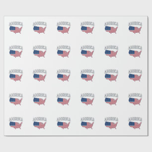 America Flag Map Patriotic Vintage Graphic Shirt_1 Wrapping Paper