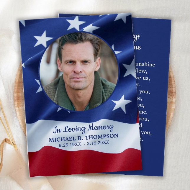 America Flag Patriotic Veteran Funeral Prayer Card (Creator Uploaded)