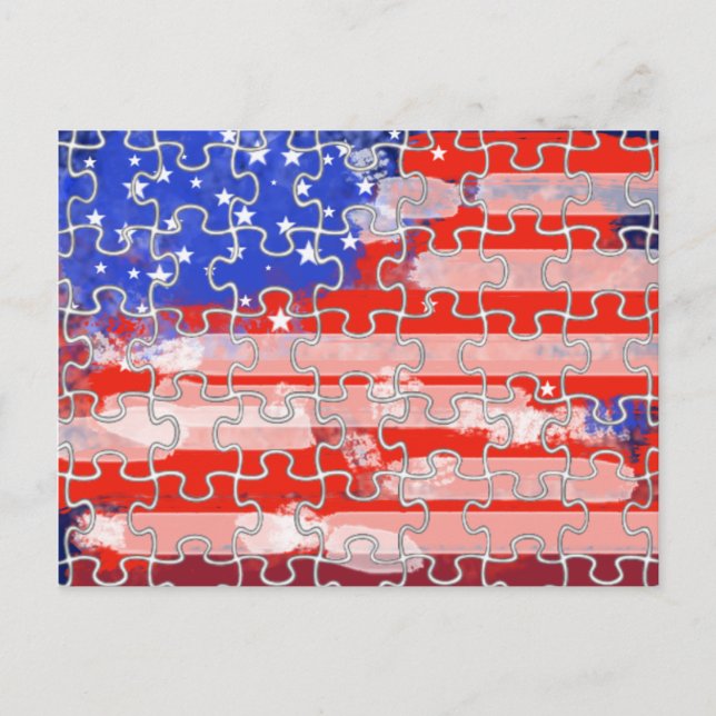 america flag puzzle postcard (Front)