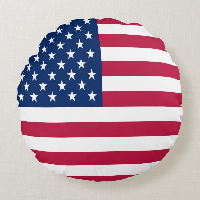 America Flag  Round Cushion (Front)