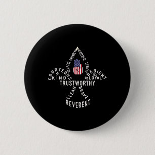 America Flag Scouting Law  6 Cm Round Badge